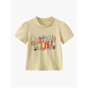 Girls Birthday Tshirt Cute Short Sleeved Flower Bday Retro Style Shirt Age 9-10y